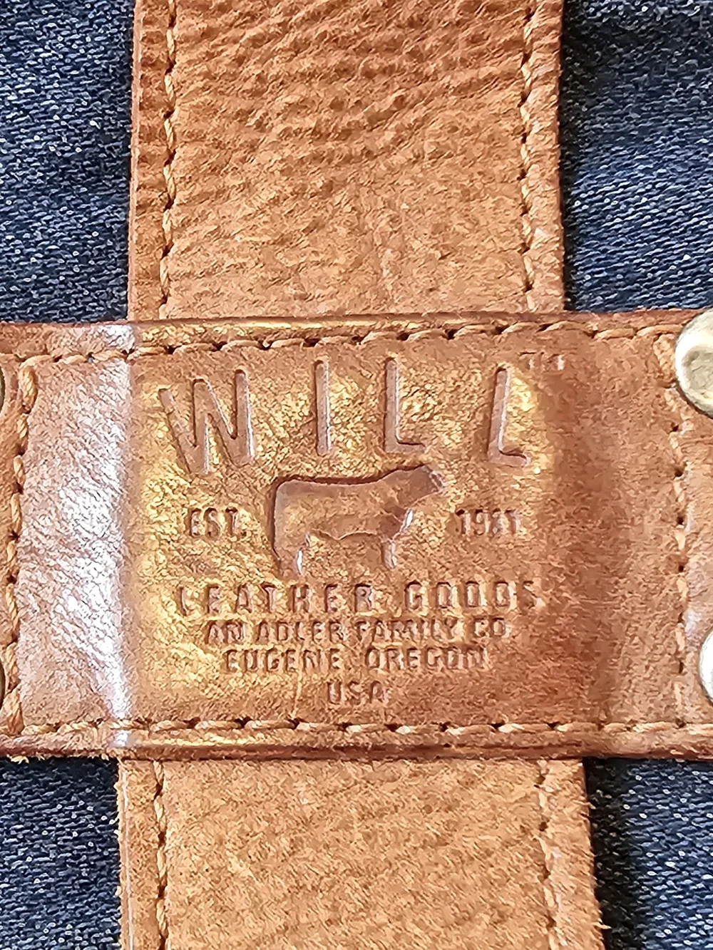 WILL LEATHER GOODS Hopper Denim & Leather Messenger Bag w/ Removable Laptop Case